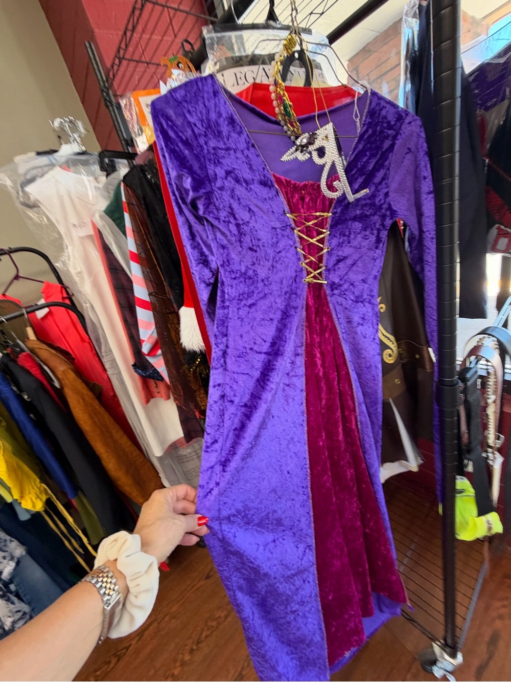 Purple Velvet Lace-Up Women’s Dress